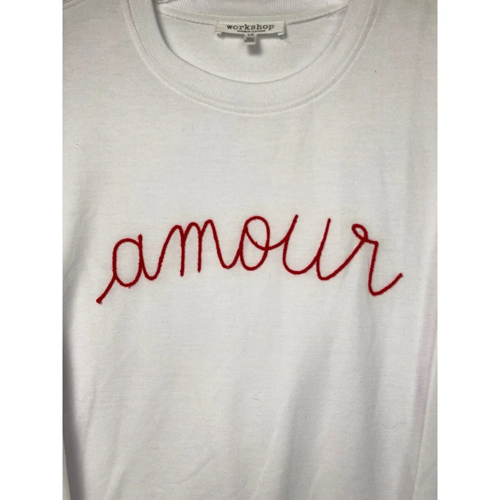 Workshop Republic Clothing‎ "Amour" Sweatshirt L Ivory Valentine NWOT - Picture 3 of 9